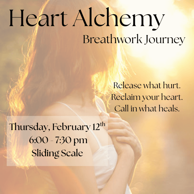Sacred Alchemy A Breathwork Journey with Shannon at Rebel Soul Yoga Studio, Thursday, February 12th, 2026, starting at 6:00 pm; Cost: Sliding Scale