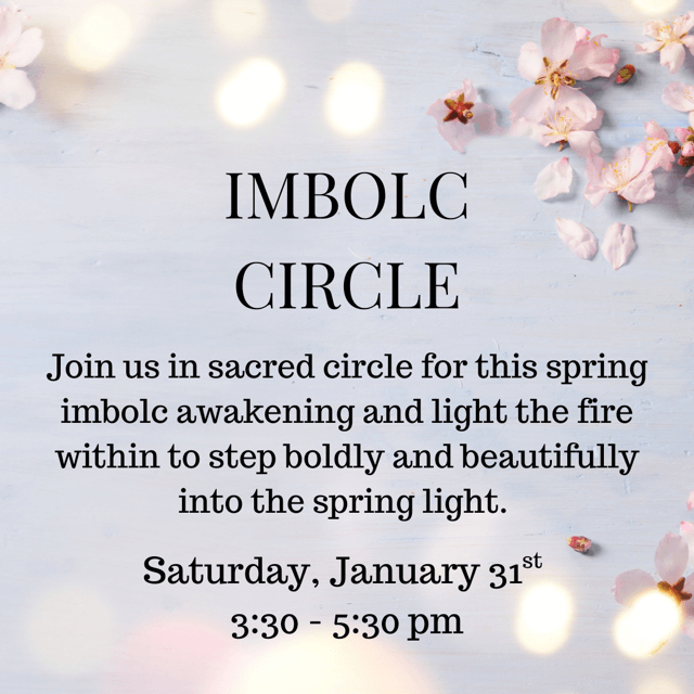 Imbolc Circle at Rebel Soul Yoga Studio, January 31st, 2026, starting at 3:30pm; Cost: $35